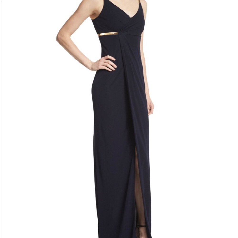 NWOT David Meister navy jersey empire waist gown